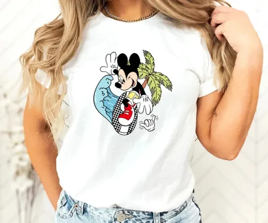 Discover Disney Mickey Mouse Surfing White T -Shirt