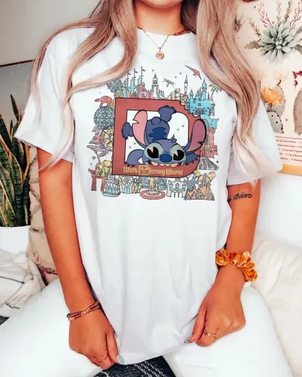 Discover Lilo & Stitch Aloha Ohana Watercolor Stitch Disney 5 T-shirt