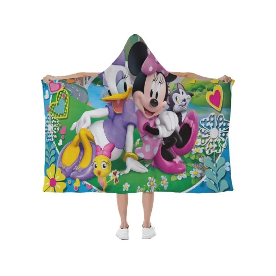 Discover Daisy Duck and Minnie Mouse Print Hooded Blanket with Soft Fleece Lining