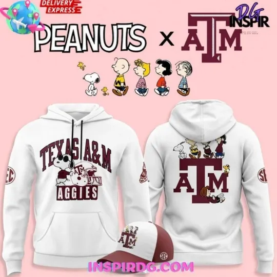 Discover Snoop Texas AM Aggies x Peanuts Night 2025 All Over Print 3D Hoodie
