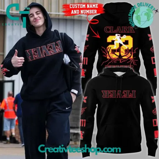 Discover Indiana Fever 22 Clark x Things Two Sided Cotton Hoodie Full Sizes