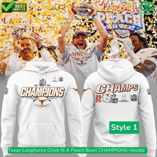 Texas Longhorns Chick fil A Peach Bowl CHAMPIONS All Over Print 3D Hoodie