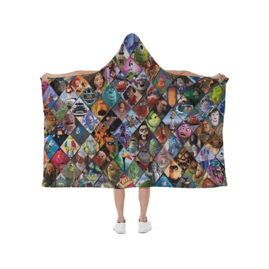 Disney Pixar Characters Print Hooded Blanket with Soft Fleece Lining