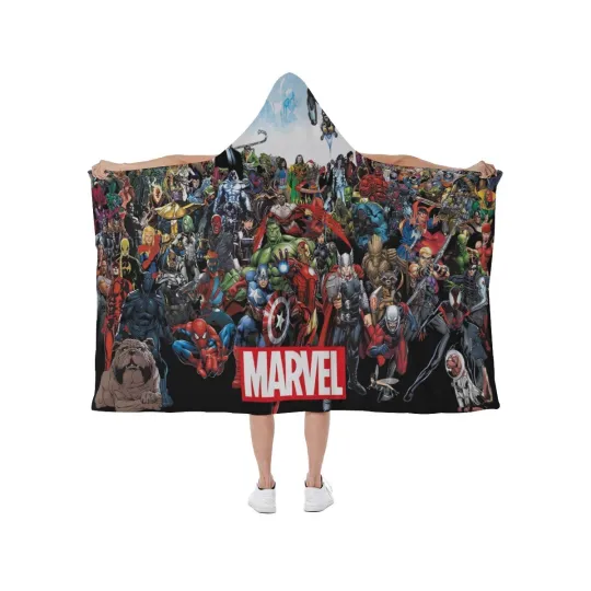 Marvel Comics Super Heroes Hooded Blanket with Soft Fleece Lining