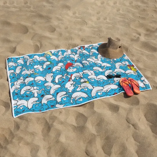 Discover Smuurfs Cartoon Prints Rectangular Beach Towel