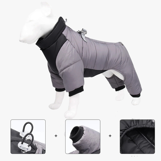 Discover Winter Warm Dog Jacket Reflective Pet Jumpsuit Outdoor Waterproof Windproof Dogs Clothes With Traction Harness Bulldog Pug Coat