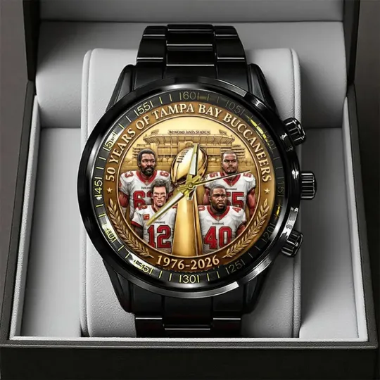 Buccaneers 50th Anniversary Black Stainless Steel Watch