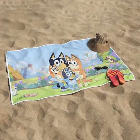 BlueyDad Dad's Family Characters Rectangular Beach Towel