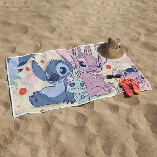 Stitch and Angel Couple Rectangular Beach Towel