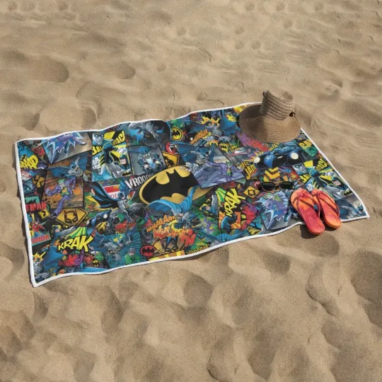 DC Comics Batman Collage Rectangular Beach and Bath Towel