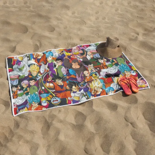 Discover Barbie Collage Characters Print Rectangular Beach Towel