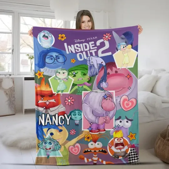 Discover Disney Inside Out Cartoon Movie Cute Emotions Customize Fleece Blanket