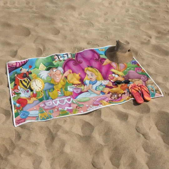 Discover Disney Alice in Wonderland Rectangular Beach Towel Bath Towel Swim Surf