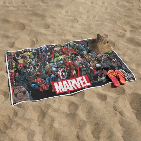 Marvel Comics Super Heroes Bed & Beach Towel Rectangular Bath & Swim Towel