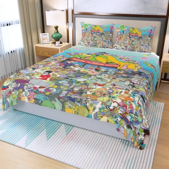 SpongeBob Bikini Bottom Print Duvet Cover Set (3Pcs) Quilt Cover & Pillowcase