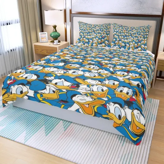 Discover Disney Donald Duck Print Duvet Cover Set 3pcs Quilt Cover and Pillowcase