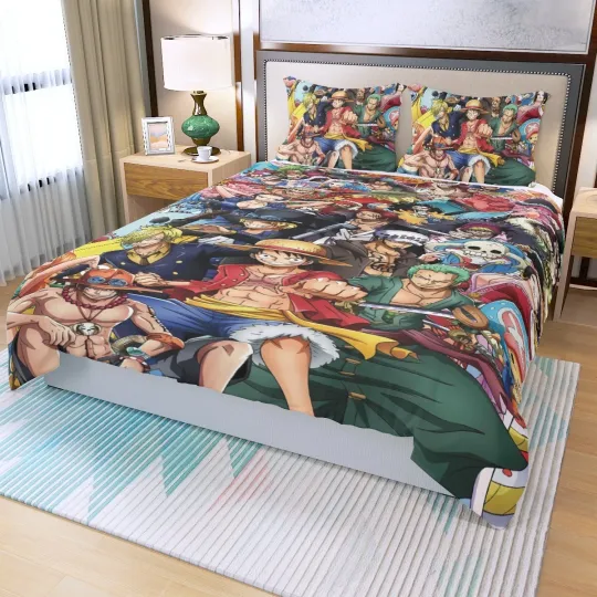 Discover Anime One Piece Bedding Set, 3Pcs Duvet Cover & Pillowcases