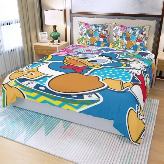 Discover Disney Donald Duck Print Duvet Cover Set 3 Pieces Quilt Cover and Pillowcases