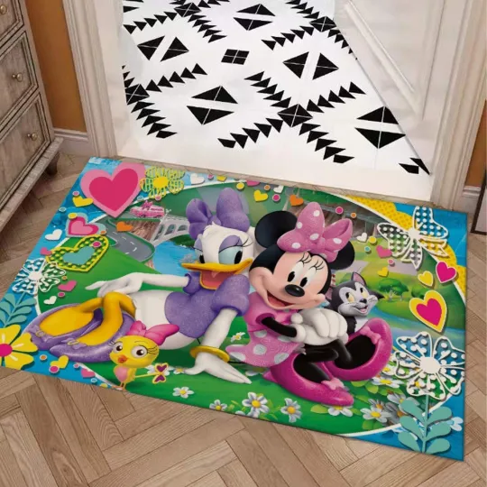 Discover Daisy Duck and Minnie Mouse Print Doormat Rug with Non-slip Backing