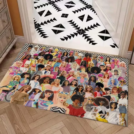 Discover Barbie All Characters Doormat Rug with Non-slip Backing