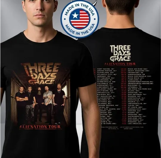 Discover Three Days Grace Alienation Tour 2026 Schedule Tour T-Shirt or  Hoodie