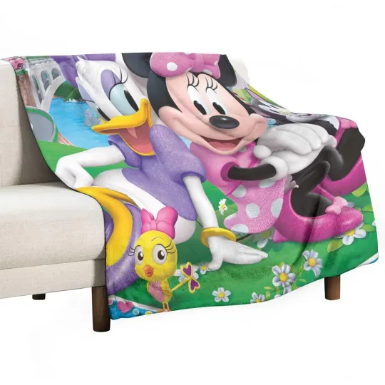 Discover Daisy Duck & Minnie Mouse Fleece Blanket - Soft Warm Single-Side Printed Flannel