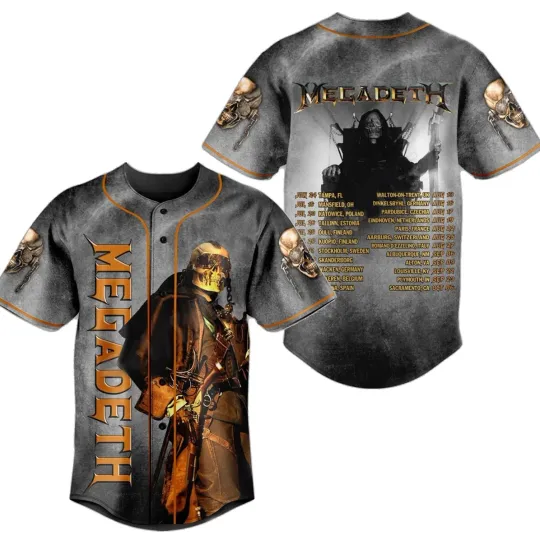 Megadeth Tour Dates Baseball Jersey