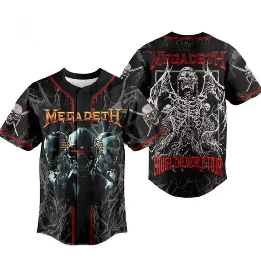 Megadeth Crush The World Tour Limited Edition Baseball Jersey