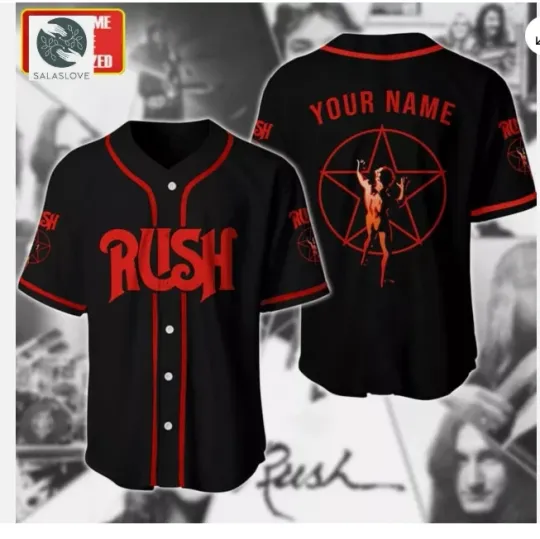Discover Personalized Rush Rock Band Printed baseball jersey, new 3d gift