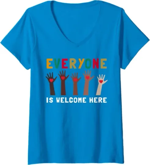 Discover Everyone Is Welcome Here Idaho Teacher Cute United Ladies' V-Neck Tshirt