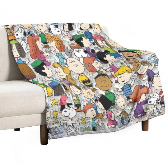 Discover Peanuts Snoopy Characters Soft Warm Single-Side Printing Flannel Fleece Blanket
