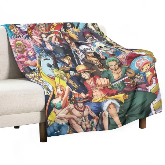 Anime One Piece Fleece Blanket Soft Warm Single-Side Printed Flannel Blanket