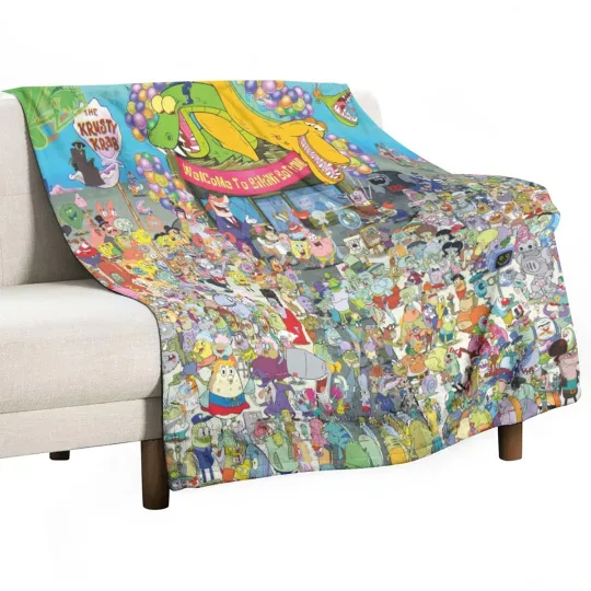 SpongeBob Bikini Bottom Soft Warm Single-Side Printing Flannel Fleece Blanket