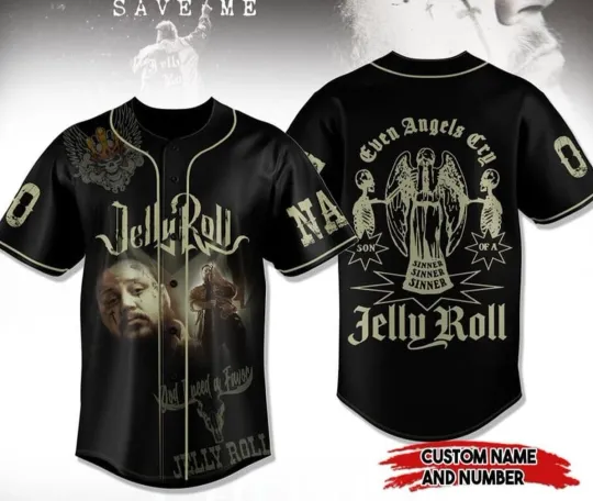 Discover Jelly Roll Even Angels Cry Sinner Personalized Baseball Jersey