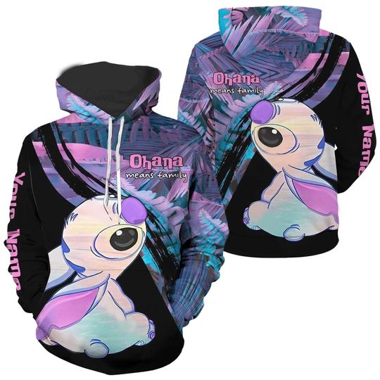 Personalized Stitch Ohana Means Family Lilo & Stitch Hoodie, Lilo And Stich Fan Gift, Stich Outfits, AOP Hoodie Unisex Inspired Apparel