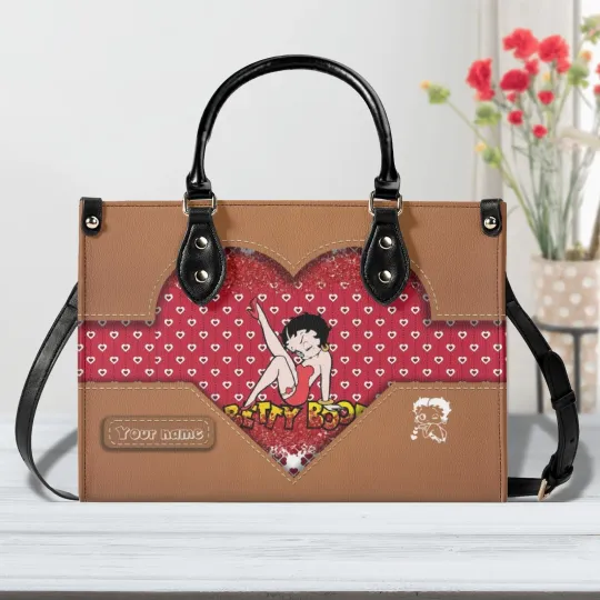 Discover Personalized Betty Style Heart Print Handbag Cute Cartoon Tote Shoulder Bag Gift