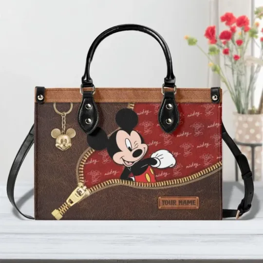 Discover Mickey Mouse Leather Handbag, Disney Bag For Women, Cartoon Gift Bag