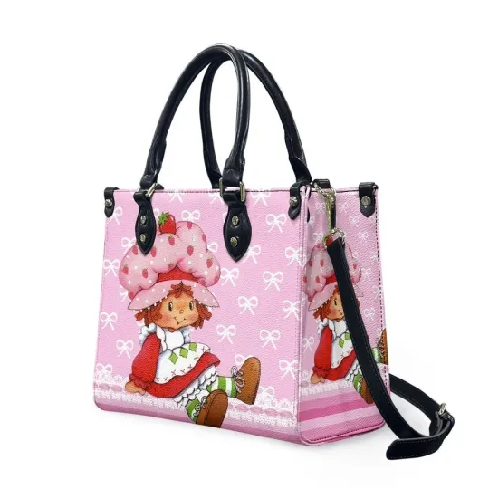 Personalized Strawberry Shortcake Leather Handbag Womens PU Leather Handbag