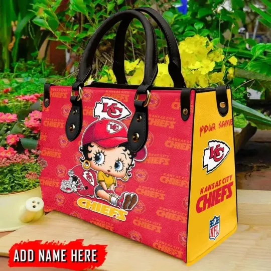 Discover Personalized Football Cartoon Girl Leather Handbag Gift for Fans
