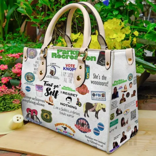 Discover Women Leather Tote Handbag, Graphic Print Satchel, Top Handle Shoulder Bag