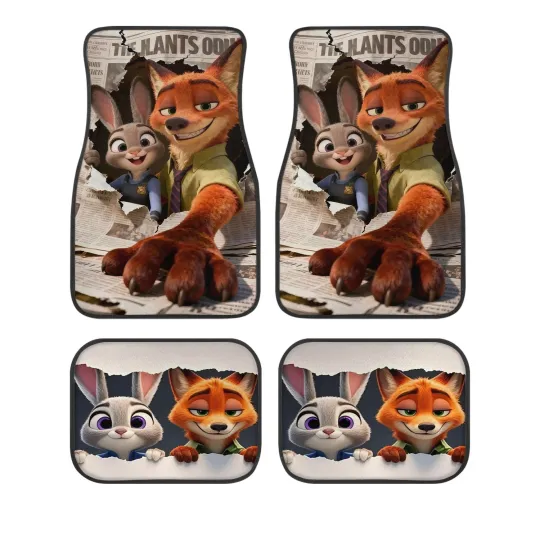 Discover Car Accessories-Zootopia Car Floor Mats Set-Gift For Kids/Friends