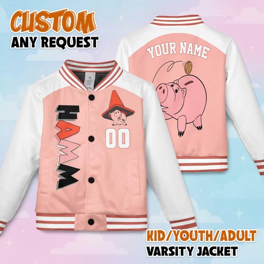 Discover Personalized Hamm Baseball Jacket, Disney Hamm Toy Story Baseball Jacket, Disney Kids Youth Adult Jacket