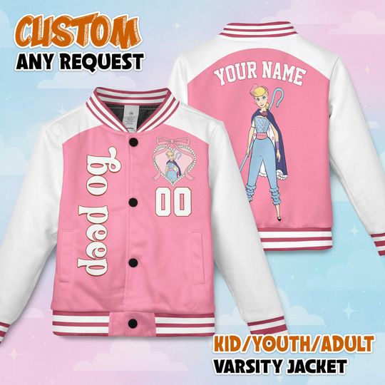 Discover Custom Bo Peep Baseball Jacket, Disney Toy Story Baseball Jacket, Disney Kids Youth Adult Jacket