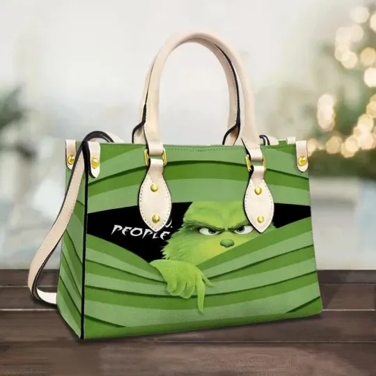 Discover Funny Character Christmas Leather Handbag, Holiday Women's Bag, Festive Gift