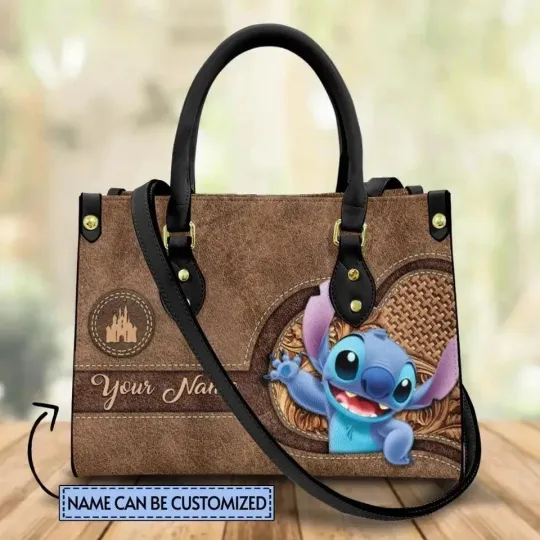 Discover Personalized Lilo Stitchh Disneyyy Cartoon Leather Handbag, Stitchh Lover's Hand