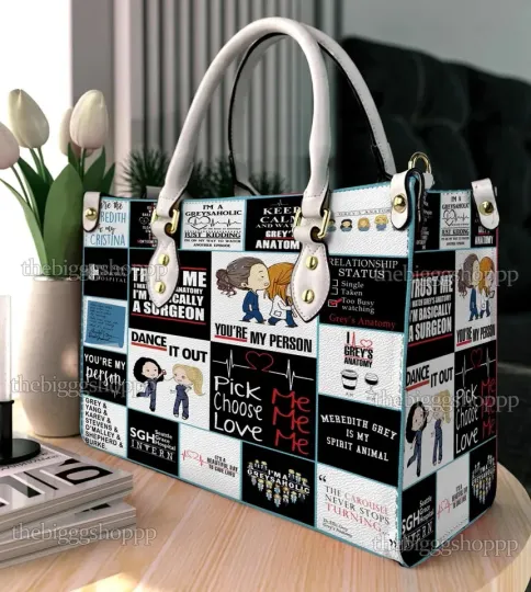 Discover Patchwork Quote Leather Hand Bag, Gifts for Women