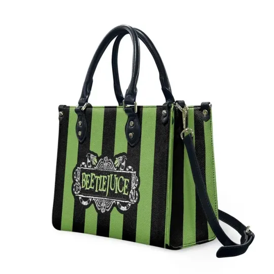 Personalized Halloween Beetlejuice Leather Bag Women's Spooky Leather Handbag