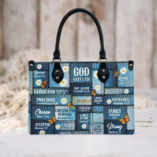 Discover Personalized God Says I Am Leather Handbag, God Says I Am Women Leather Bag
