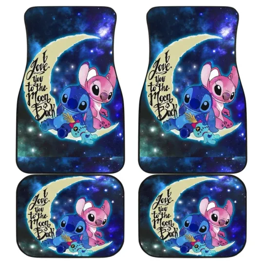 Discover Stich and Angel Car Floor Mats Cartoon Fan Gift Universal Fit