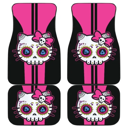 Discover Hello Kit Halloween Car Seat Covers Kitty Skull Cute Car Floor Mats